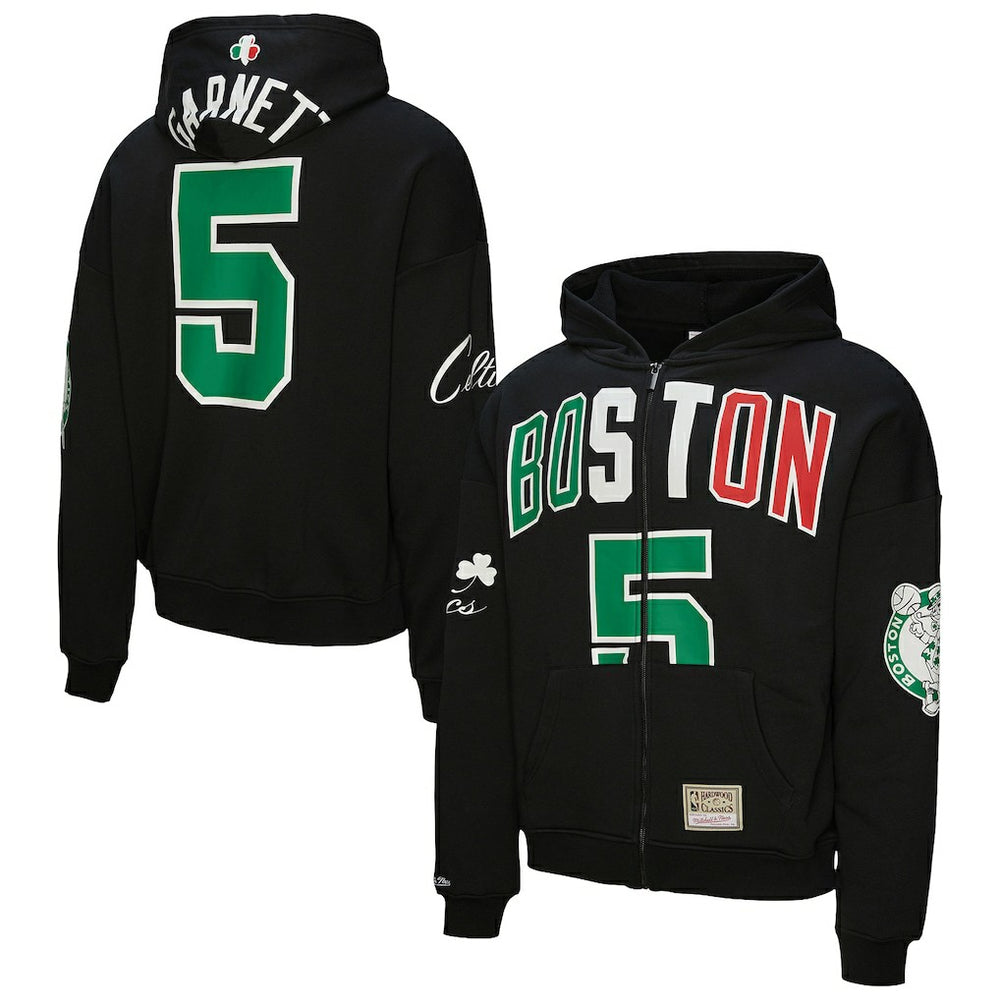 Kevin Garnett Boston Celtics Unisex Hardwood Classics Maxxed Out Full-Zip Hoodie Black