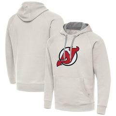 NHL New Jersey Devils Antigua Big Logo Victory Pullover Hoodie - Cream
