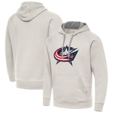 NHL Columbus Blue Jackets Antigua Big Logo Victory Pullover Hoodie - Cream