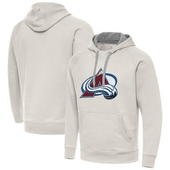 NHL Colorado Avalanche Antigua Big Logo Victory Pullover Hoodie - Cream