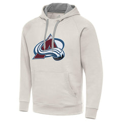 NHL Colorado Avalanche Antigua Big Logo Victory Pullover Hoodie - Cream