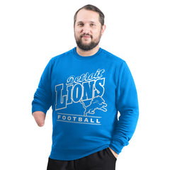 Detroit Lions G-III Sports by Carl Banks Adaptive Headliner Team Name Graphic Fleece Pullover Sweatshirt Blue