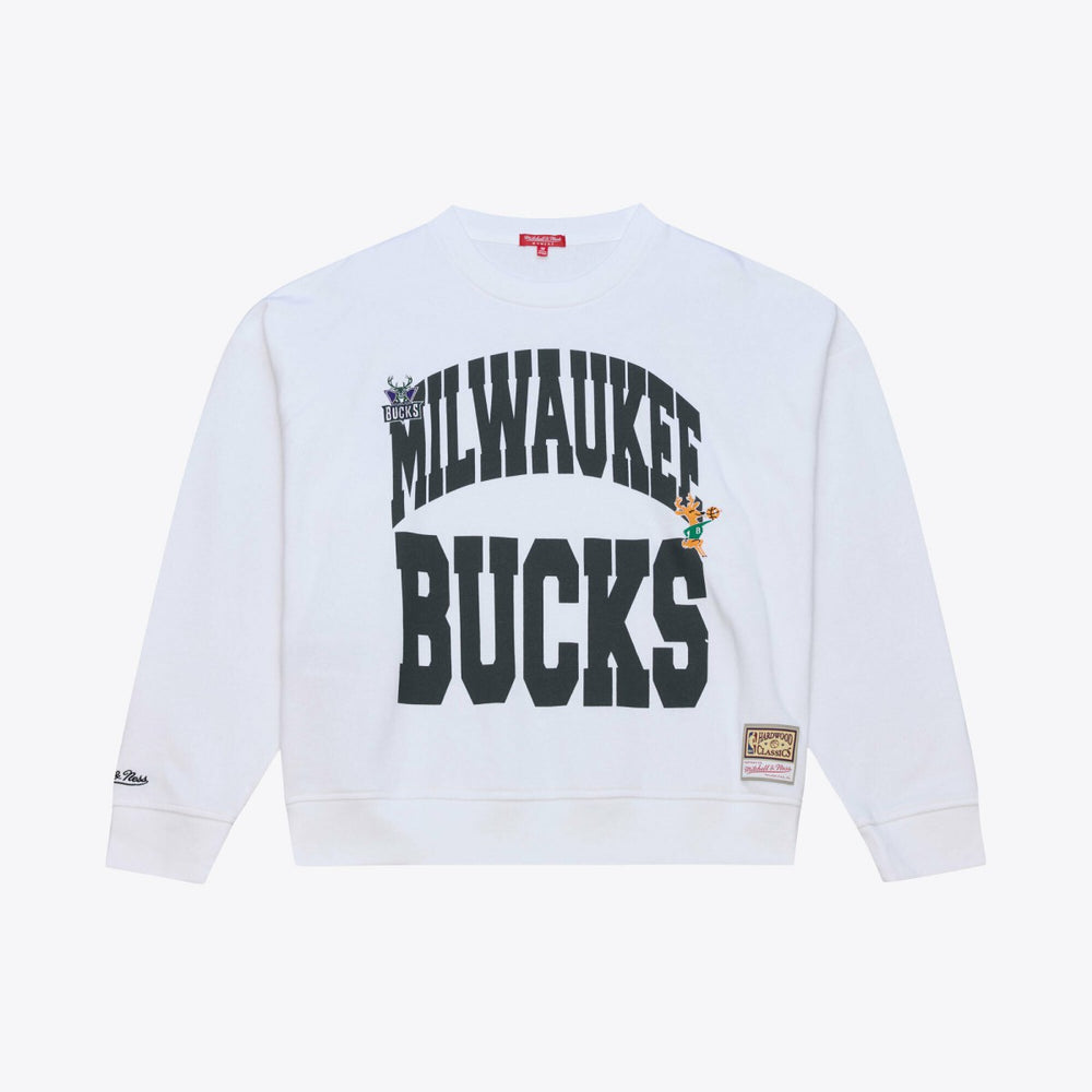 Milwaukee Bucks Women's Lightweight Block Letter Sweatshirt White