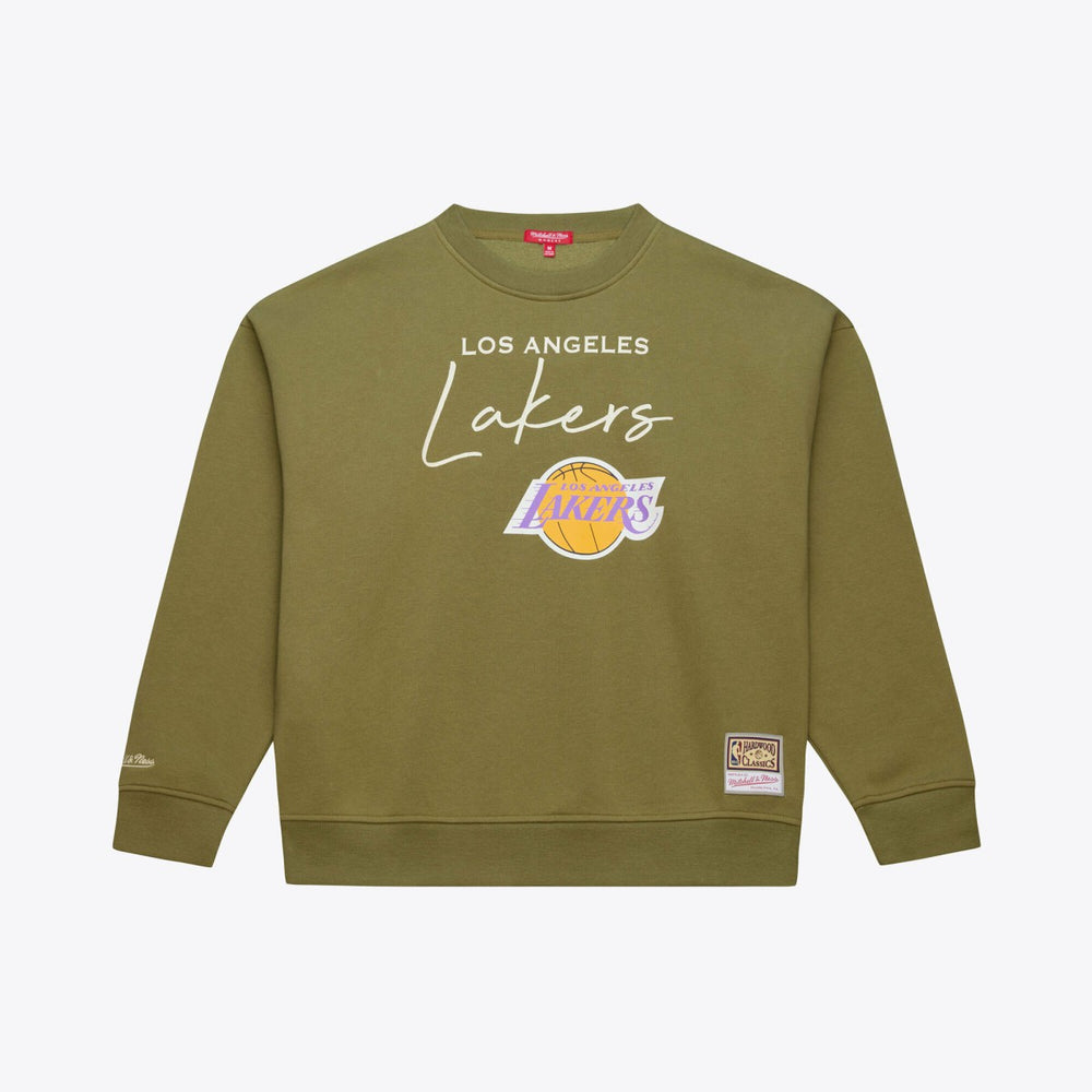Los Angeles Lakers Women's Lightweight Script Sweatshirt Olive