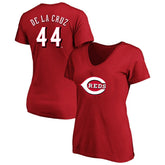 Elly De La Cruz Cincinnati Reds Profile Women's Plus Size Name & Number V-Neck T-Shirt - Red T-shirts