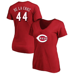 Elly De La Cruz Cincinnati Reds Profile Women's Plus Size Name & Number V-Neck T-Shirt - Red T-shirts