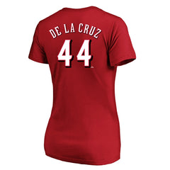 Elly De La Cruz Cincinnati Reds Profile Women's Plus Size Name & Number V-Neck T-Shirt - Red T-shirts