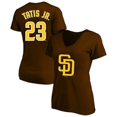 Fernando Tatis Jr. San Diego Padres Profile Women's Plus Size Name & Number V-Neck T-Shirt - Brown T-shirts