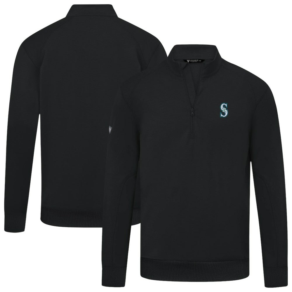 Seattle Mariners Levelwear Upright Insignia Tri-Blend Quarter-Zip Pullover - Black Pullover