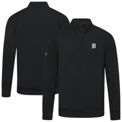 Detroit Tigers Levelwear Upright Insignia Tri-Blend Quarter-Zip Pullover - Black Pullover