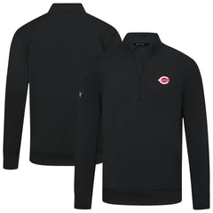 Cincinnati Reds Levelwear Upright Insignia Tri-Blend Quarter-Zip Pullover - Black Pullover