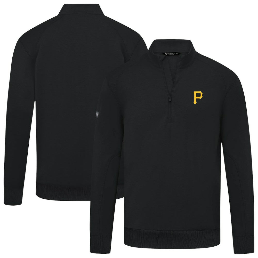 Pittsburgh Pirates Levelwear Upright Insignia Tri-Blend Quarter-Zip Pullover - Black Pullover