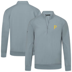 Pittsburgh Pirates Levelwear Upright Insignia Tri-Blend Quarter-Zip Pullover - Gray Pullover