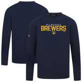 Milwaukee Brewers Levelwear Mandate Carve Tri-Blend Sweatshirt - Navy Sweatshirts