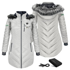 Philadelphia Eagles ActionHeat Women's 5V Battery Heated Long Puffer Full-Zip Hoodie Jacket White