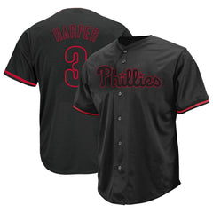 MLB Bryce Harper Philadelphia Phillies Profile Big & Tall Pop Fashion Jersey - Black