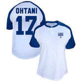 Shohei Ohtani Los Angeles Dodgers Profile Women's Plus Size Name & Number Raglan Henley T-Shirt - White T-shirts