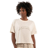 Los Angeles Chargers Starter Women's Rhinestone Sprinkle Boxy Cropped T-Shirt Cream