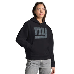 New York Giants Starter Women's Rhinestone Relaxed Hoodie Black