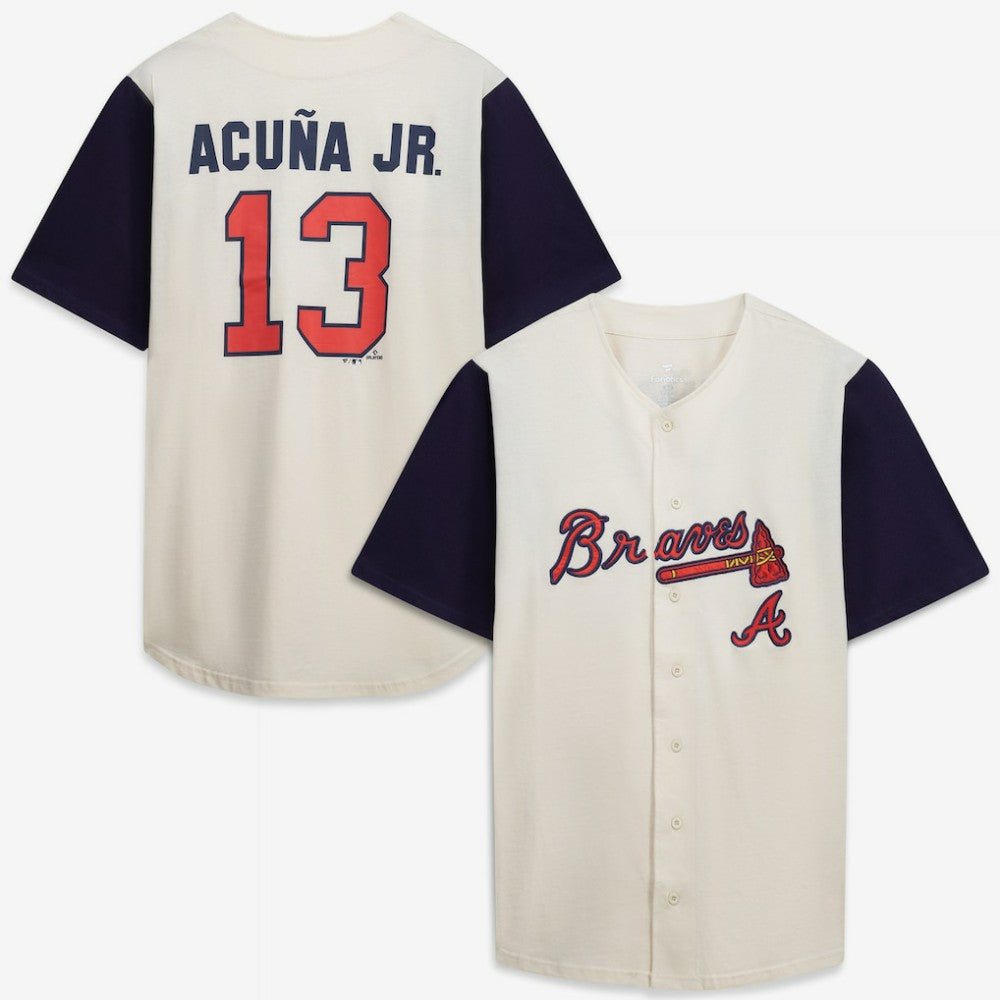 MLB Atlanta Braves Profile Big & Tall Two-Color Fashion Jersey - Cream/Navy