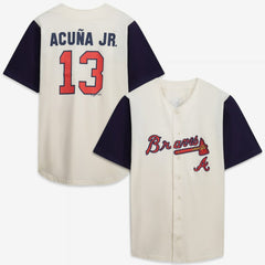 MLB Atlanta Braves Profile Big & Tall Two-Color Fashion Jersey - Cream/Navy