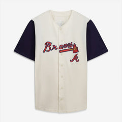 MLB Atlanta Braves Profile Big & Tall Two-Color Fashion Jersey - Cream/Navy