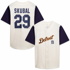 MLB Detroit Tigers Profile Big & Tall Two-Color Fashion Jersey - Cream/Navy