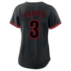 MLB Bryce Harper Philadelphia Phillies Profile Women's Plus Size Player Name & Number Fashion Jersey - Black