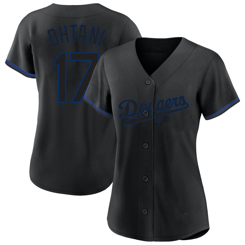 MLB Shohei Ohtani Los Angeles Dodgers Profile Women's Plus Size Player Name & Number Fashion Jersey - Black