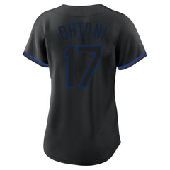 MLB Shohei Ohtani Los Angeles Dodgers Profile Women's Plus Size Player Name & Number Fashion Jersey - Black
