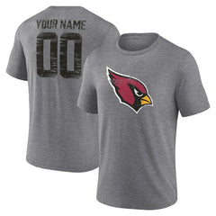 Arizona Cardinals Heritage Custom Name & Number Tri-Blend T-Shirt Gray
