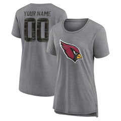 Arizona Cardinals Women's Heritage Custom Name & Number Tri-Blend T-Shirt Gray