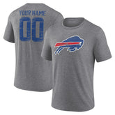 Buffalo Bills Heritage Custom Name & Number Tri-Blend T-Shirt Gray