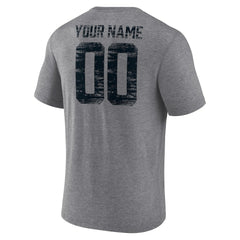 Carolina Panthers Heritage Custom Name & Number Tri-Blend T-Shirt Gray