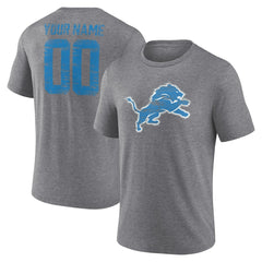 Detroit Lions Heritage Custom Name & Number Tri-Blend T-Shirt Gray