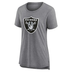 Las Vegas Raiders Women's Heritage Custom Name & Number Tri-Blend T-Shirt Gray