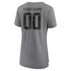 Las Vegas Raiders Women's Heritage Custom Name & Number Tri-Blend T-Shirt Gray