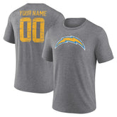 Los Angeles Chargers Heritage Custom Name & Number Tri-Blend T-Shirt Gray