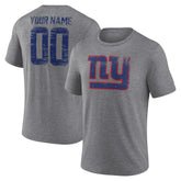 New York Giants Heritage Custom Name & Number Tri-Blend T-Shirt Gray
