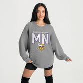 Minnesota Vikings Gameday Couture Women's Oversized Pure Motion Corded Sweatshirt Gray