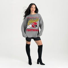 Kansas City Chiefs Gameday Couture Women's Oversized Sweet Victory Corded Sweatshirt Gray