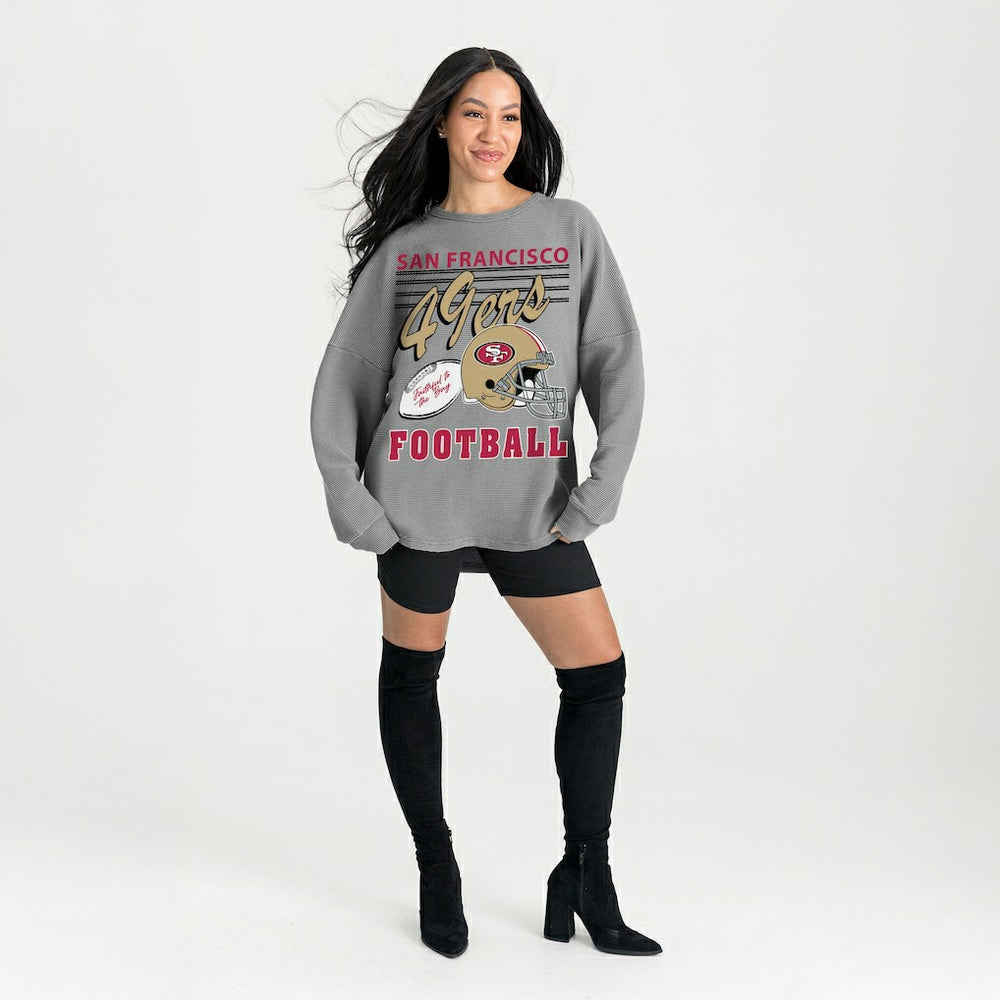 San Francisco 49ers Gameday Couture Women's Oversized Sweet Victory Corded Sweatshirt Gray