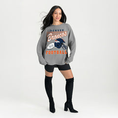 Denver Broncos Gameday Couture Women's Oversized Sweet Victory Corded Sweatshirt Gray