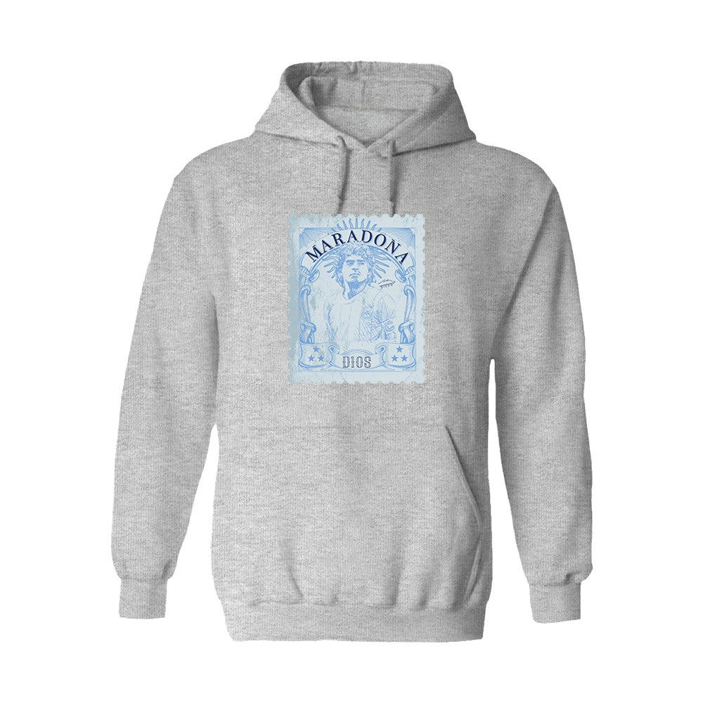 Diego Maradona Argentina National Team Vive La Fete Vintage Stamp Hoodie Gray