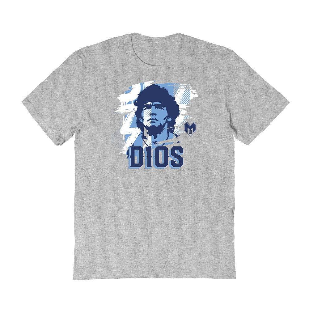 Diego Maradona Argentina National Team Vive La Fete D10S T-Shirt Gray