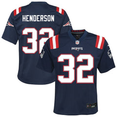 NFL TreVeyon Henderson New England Patriots Youth Team Game Jersey - Navy