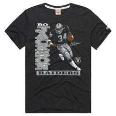 Bo Jackson Las Vegas Raiders Homage Unisex Retired Player Classic Caricature T-Shirt Charcoal