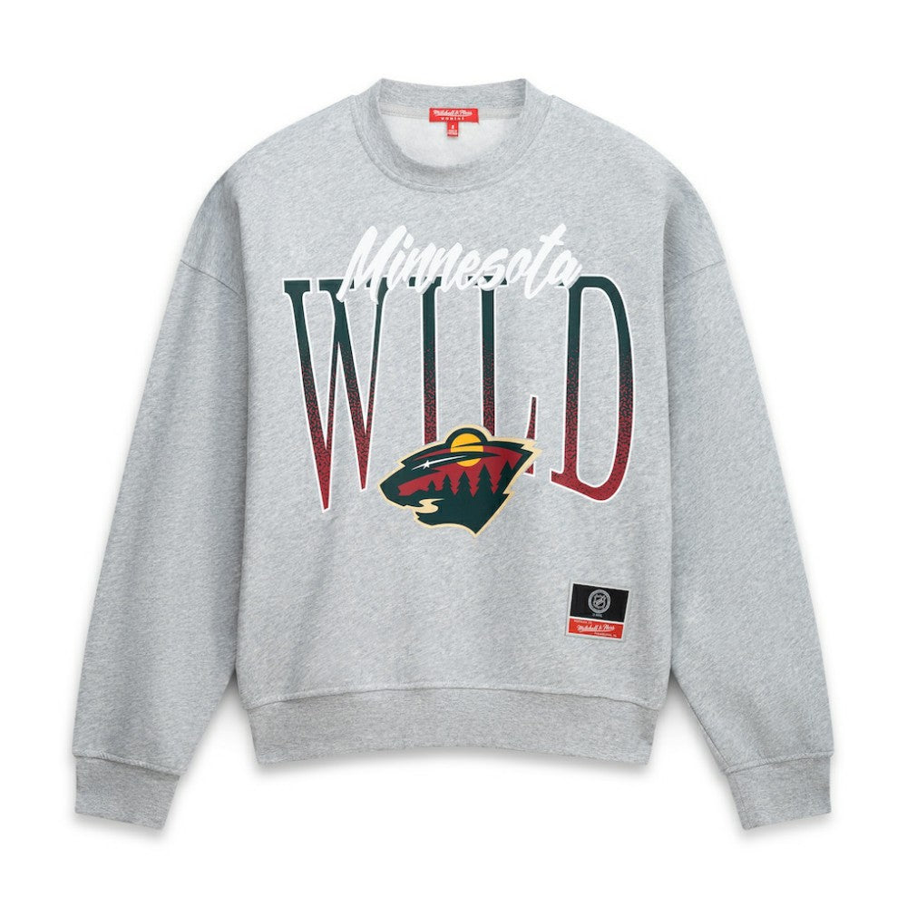 NHL Minnesota Wild Mitchell & Ness Women's Hockey Night Sweatshirt - Heather Gray