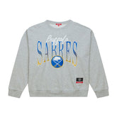 NHL Buffalo Sabres Mitchell & Ness Women's Hockey Night Sweatshirt - Heather Gray