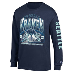 NHL Seattle Kraken Champion Long Sleeve Jersey T-Shirt - Navy